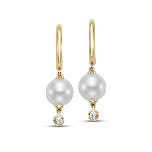 Pearl & Diamond Drop Earrings