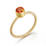 Mexican Fire Opal Round Bezel-Set Ring