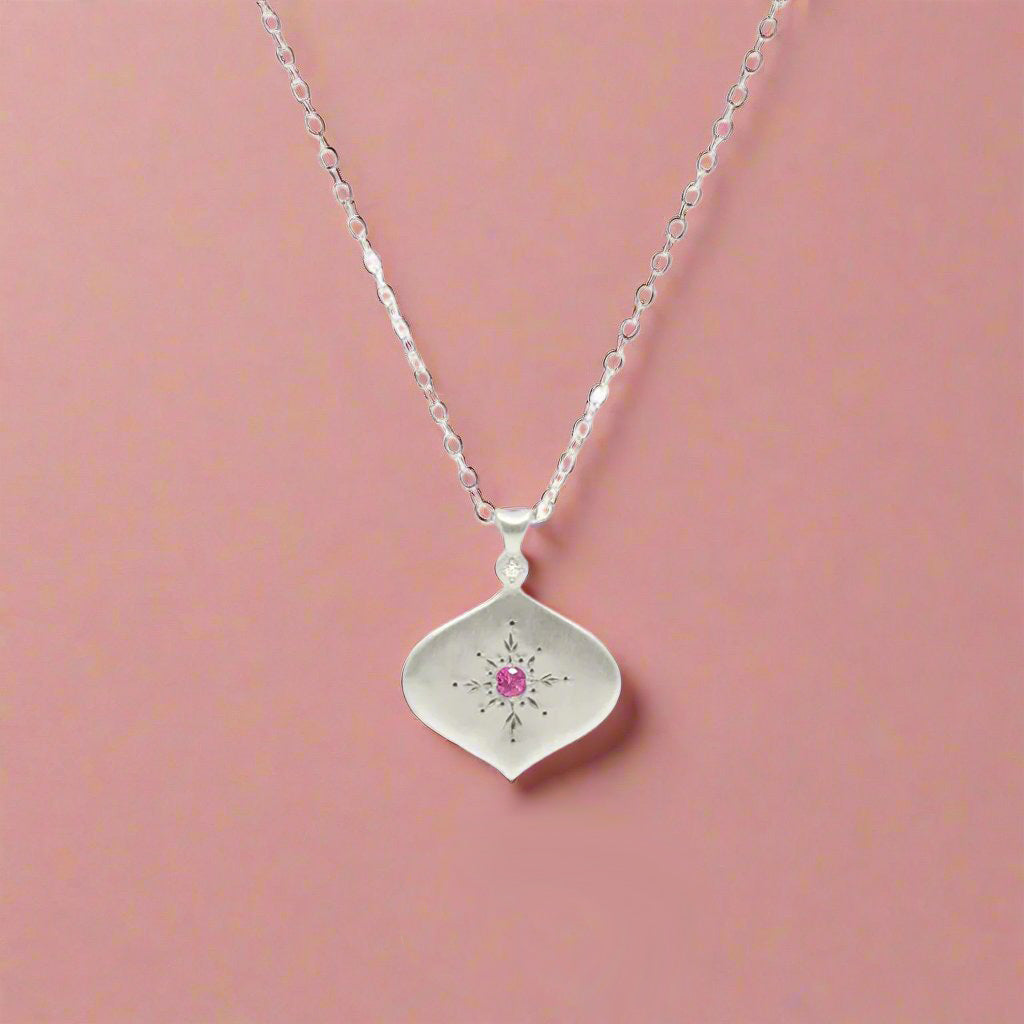 Pink Sapphire North Star Pendant Necklace