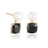 Piazza Earrings with Pearls & Black Jade