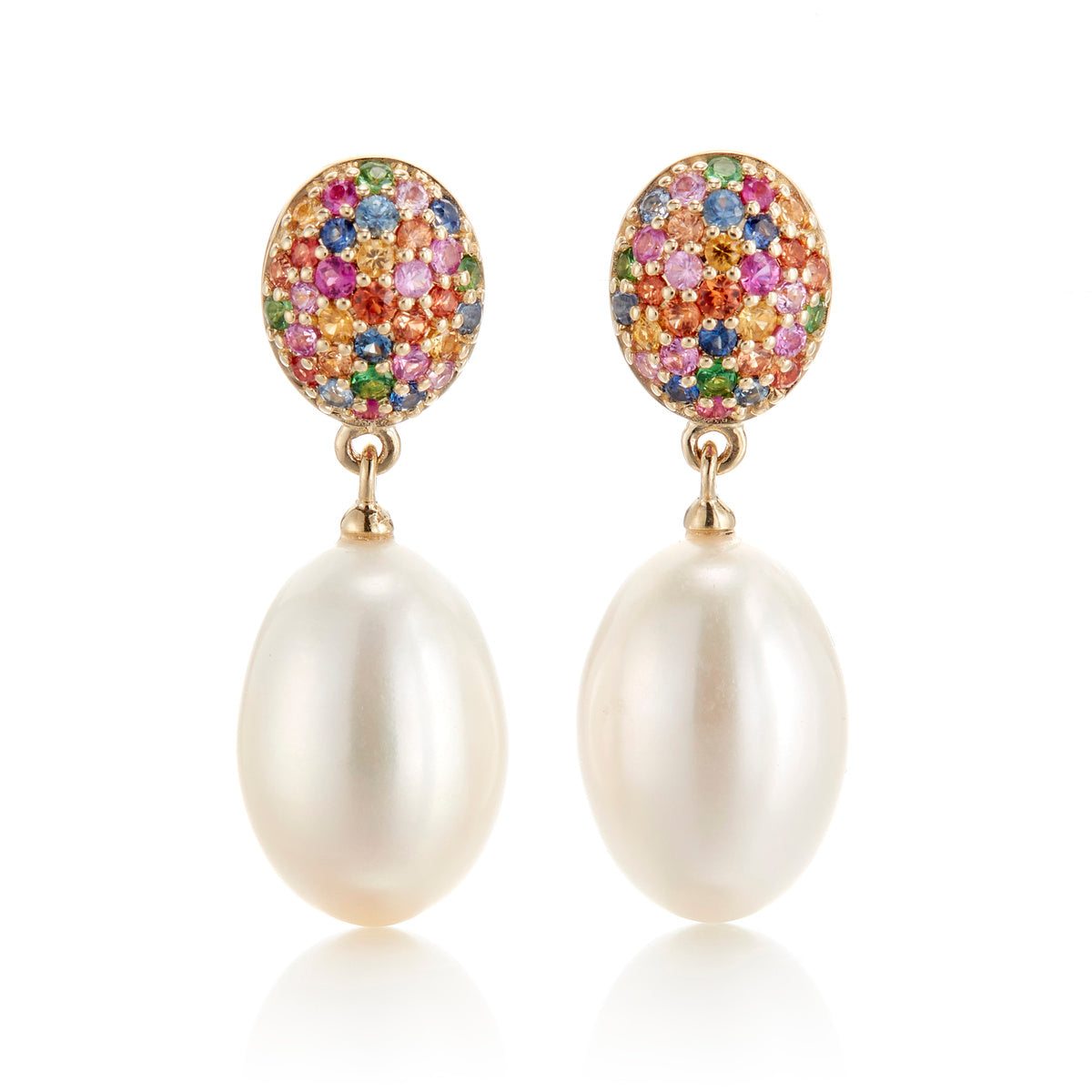 Gump's Signature Multi-Colored Sapphire & Pearl Drop Earrings