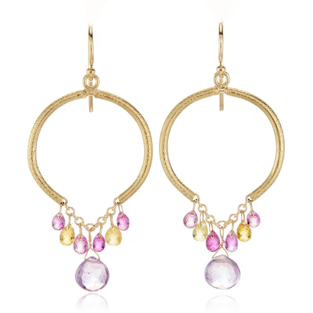 Barbara Heinrich Sapphire & Amethyst Drop Ring Earrings