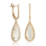 White Orchid Mother-of-Pearl & Diamond Drop Earrings