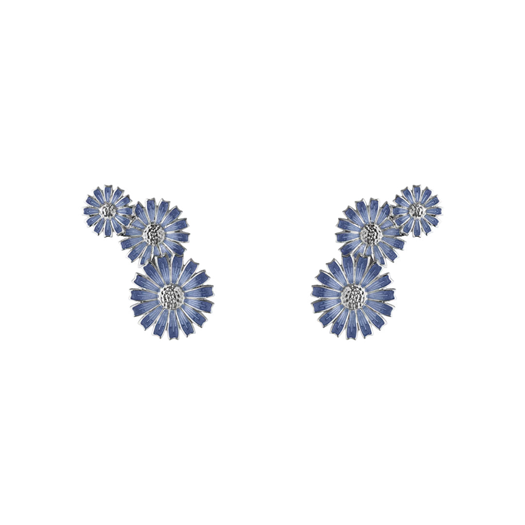 Georg Jensen Blue Daisy Triplet Earrings