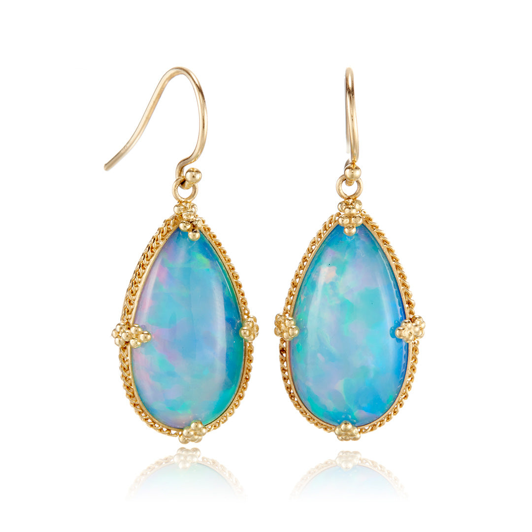 Blue Opal Teardrop Earrings