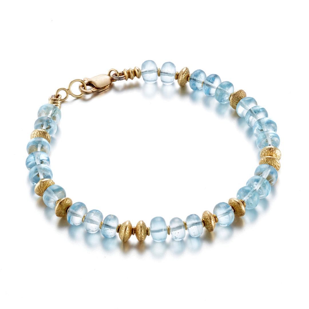Barbara Heinrich Aquamarine Rondelle Beaded Bracelet
