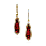 Garnet & Diamond Teardrop Earrings