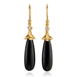 Black Jade & Diamond Flora Belle Drop Earrings