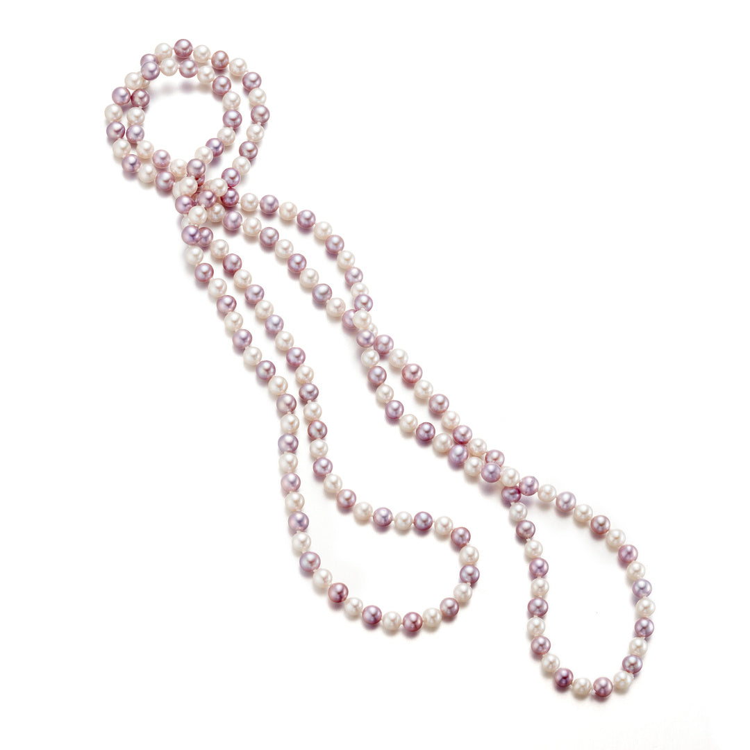 Gump's Signature 4mm Lavender & White Pearl Rope Necklace