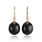 Gump's Signature Black Nephrite Jade Oval Drop Earrings