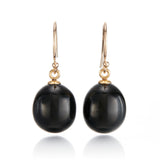 Gump's Signature Black Nephrite Jade Oval Drop Earrings
