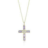 Gump's Signature Cross Pendant Necklace in Amethyst & Diamonds