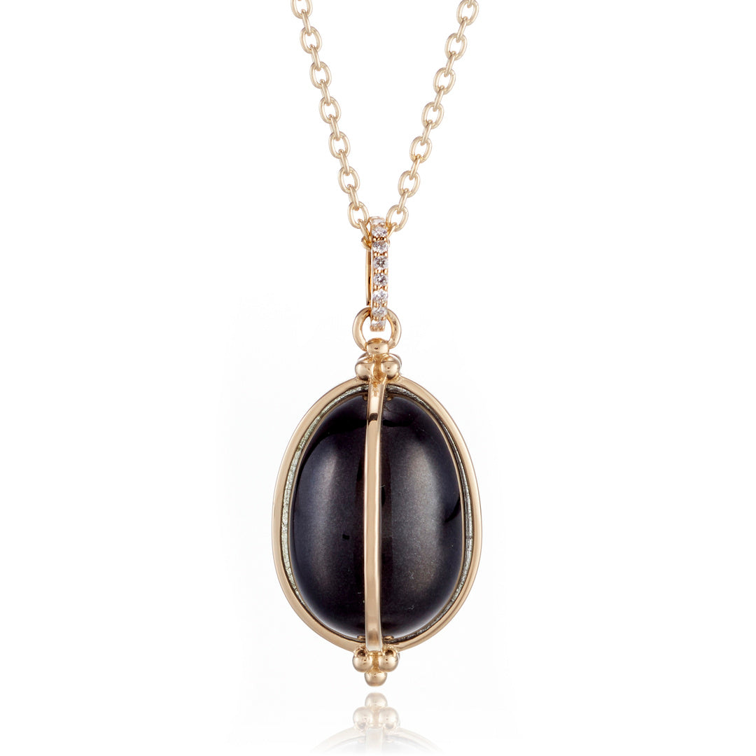 Gump's Signature Imperial Pendant Necklace in Black Jade & Diamonds
