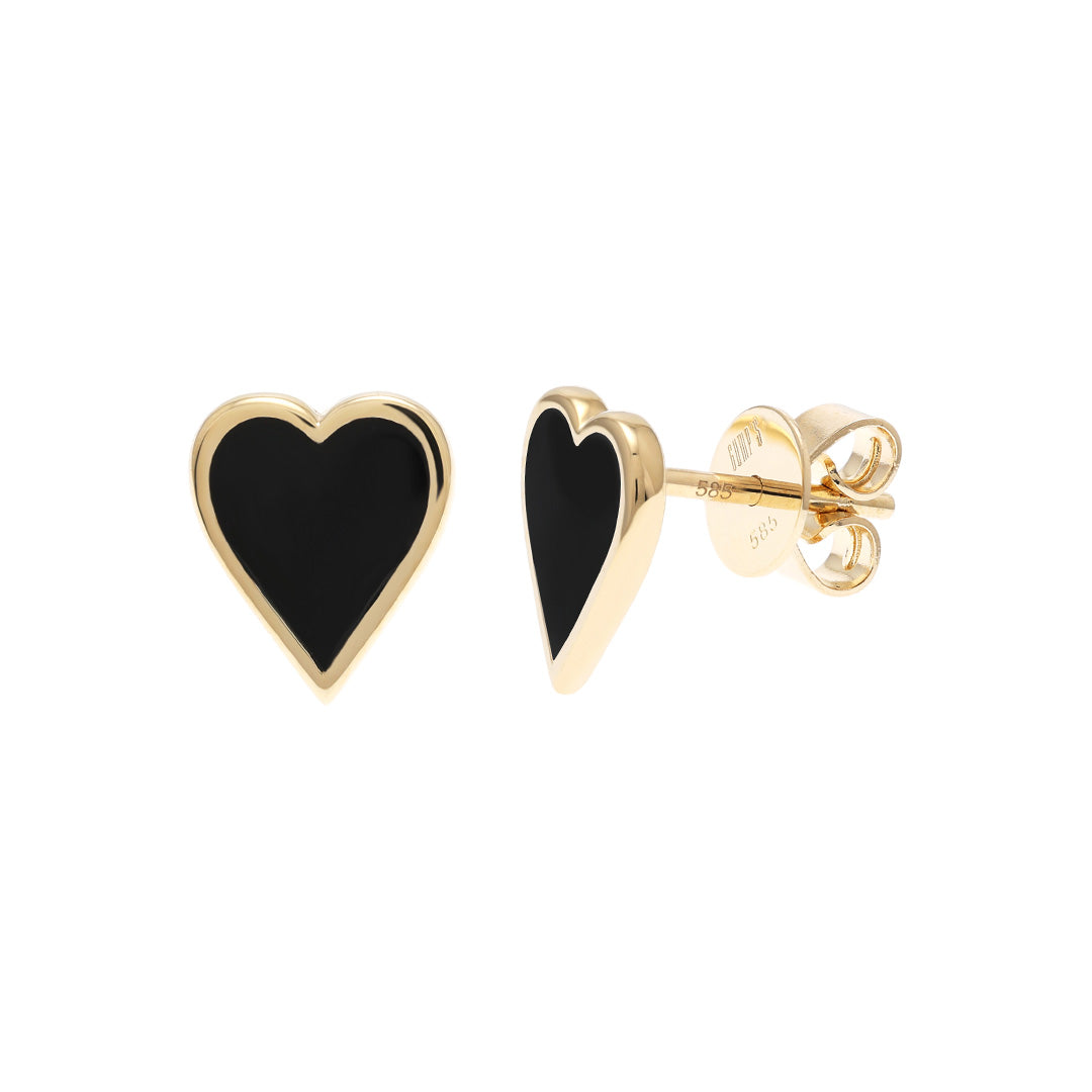 Gump's Signature Heart Earrings in Black Enamel