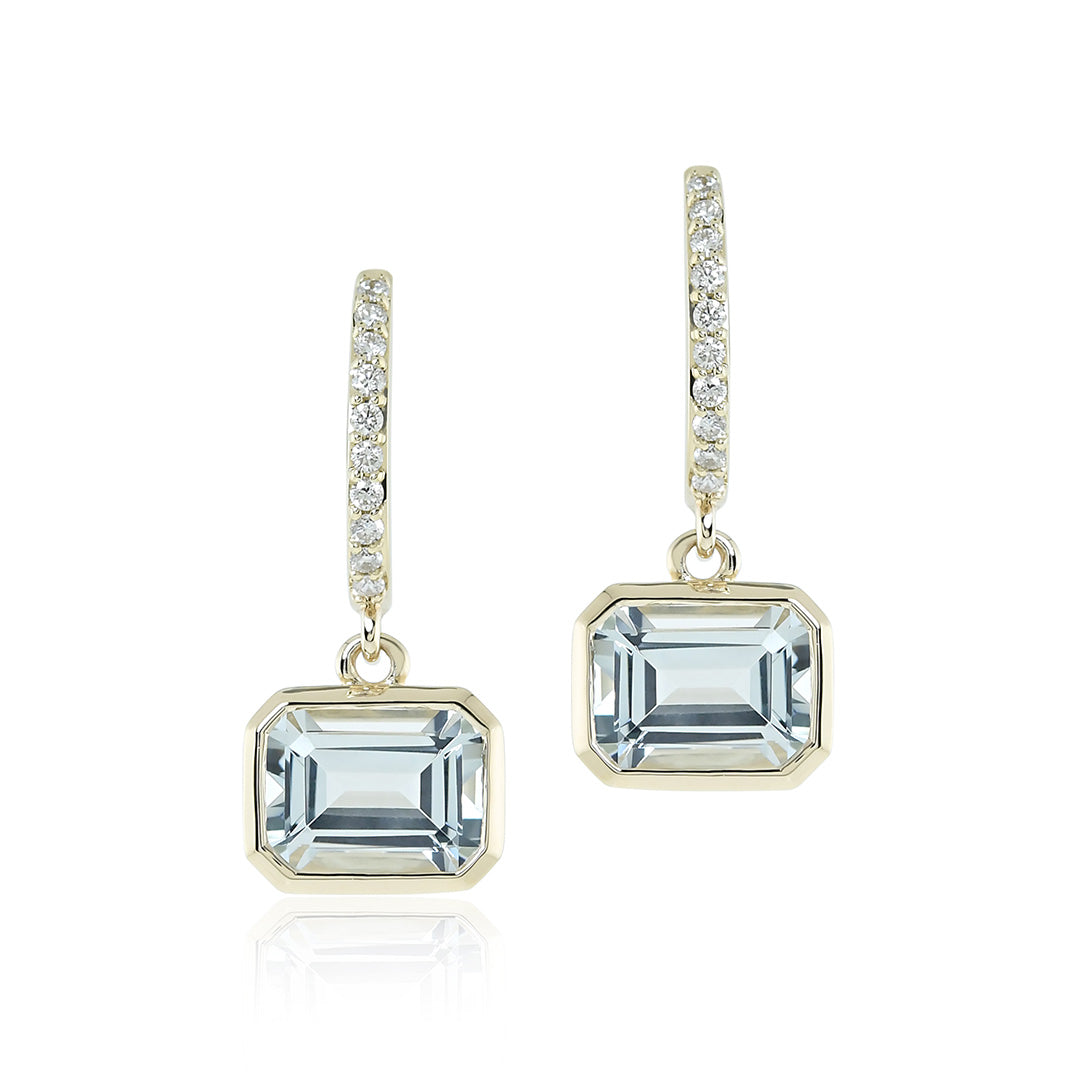 Gump's Signature Lowell Earrings in Aquamarines & Diamonds
