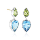 Sorella Earrings in Peridot & Swiss Blue Topaz