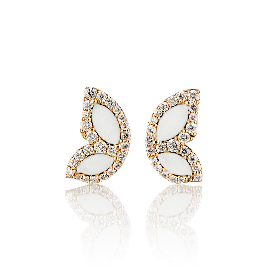 Gump's Signature Butterfly Wing Earrings in Diamonds & Enamel