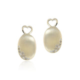 Brushed Gold Oval Earrings in Champagne & White Diamonds