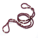 Garnet & Gold Station Rope Necklace