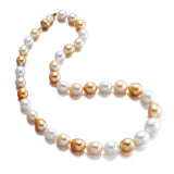 9-13mm White & Golden South Sea Pearl Necklace