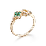 Emerald & Diamond Quatrefoil Ring