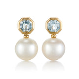 Gump's Signature Octagonal Drop Earrings in Aquamarines & Pearls