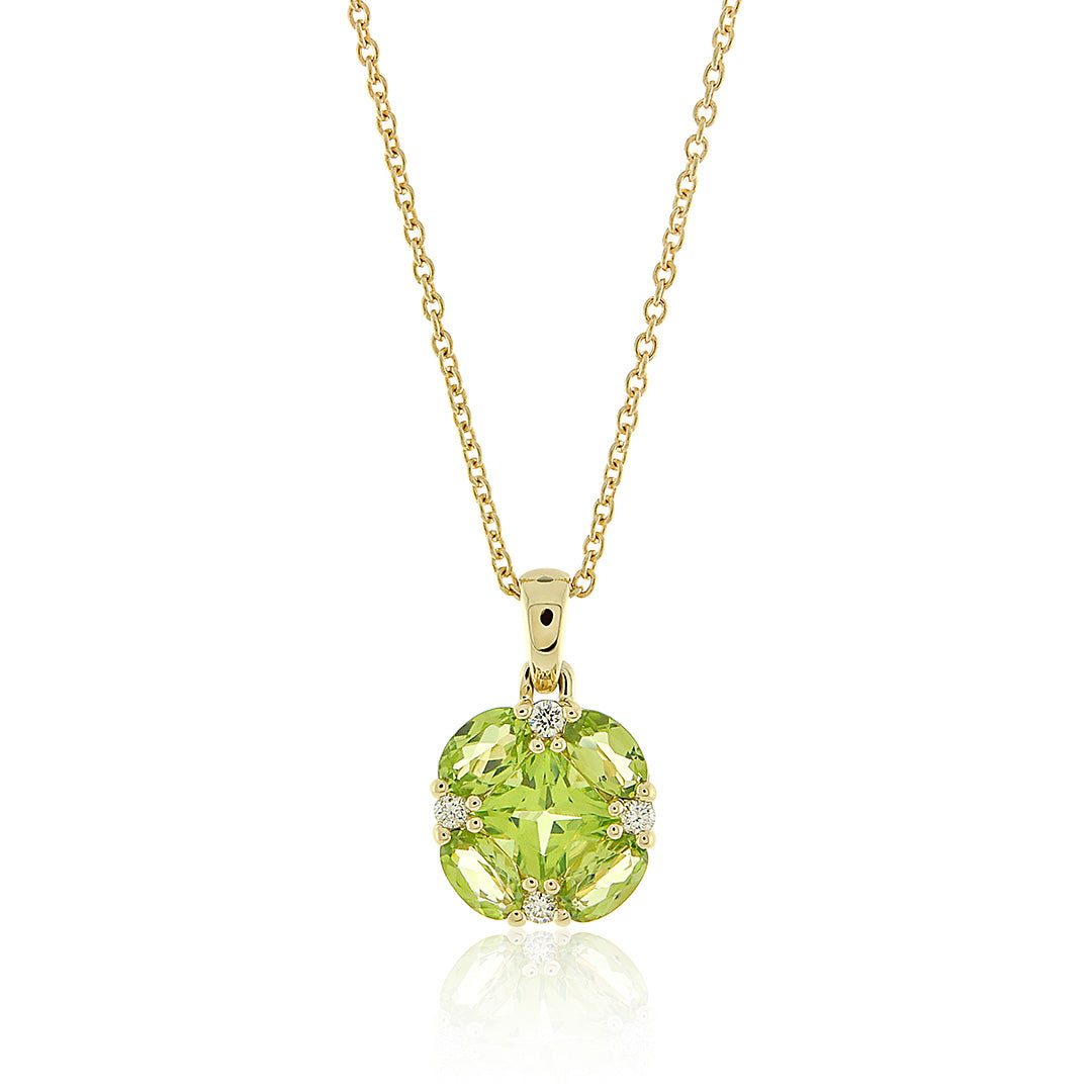 Gump's Signature Quadrille Pendant Necklace in Peridot & Diamonds
