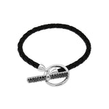Black Diamond & Silver Leather Toggle Bracelet