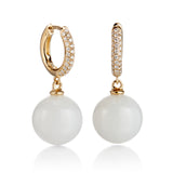Soho Earrings in White Jade & Diamonds