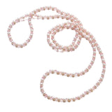 4-5mm Pearl & Morganite Bead Rope Necklace
