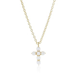 Cross Pendant Necklace in White Akoya Pearls