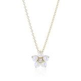 Flower Pendant Necklace in White Akoya Pearls & Diamonds