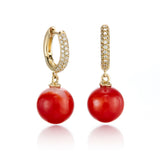Soho Earrings in Red Coral & Diamonds