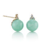 Madison Earrings in Apple Green Jade & Diamonds
