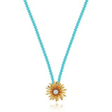 TW McClelland Diamond Dandelion & Turquoise Bead Necklace