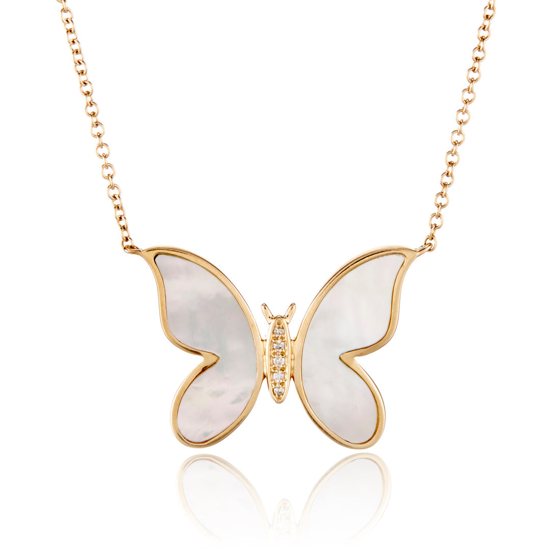 Mother-of-Pearl Butterfly Pendant Necklace