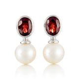 Ophelia Earrings in Pearls & Garnets