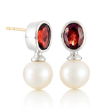 Ophelia Earrings in Pearls & Garnets