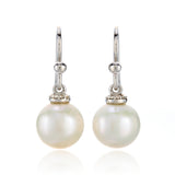 Crown Drop Earrings in Diamonds & Pearls