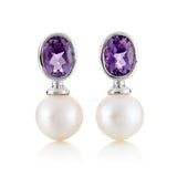 Ophelia Earrings in Pearls & Amethysts