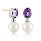 Ophelia Earrings in Pearls & Amethysts