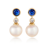 Tribeca Earrings in Sapphires, Diamonds and Pearls