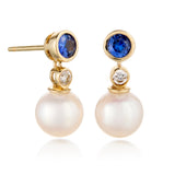 Tribeca Earrings in Sapphires, Diamonds and Pearls
