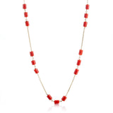 Coral Bead Station Necklace