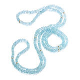 5mm Aquamarine & Gold Rope Necklace