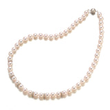 7.5mm White Akoya Pearl & Diamond Station Necklace