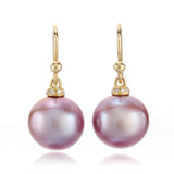 Empress Earrings in Deep Pink Pearls & Diamonds