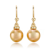 Empress Earrings in Golden South Sea Pearls & Diamonds