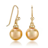 Empress Earrings in Golden South Sea Pearls & Diamonds