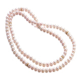 7mm White Akoya Pearls & Diamond Station Rope Necklace